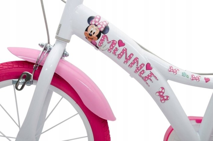 Vélo Minnie 16 Pouces Dino Bikes – Freins Avant/arrière, Roue Libre, Stabilisateurs Amovibles, Panier Et Porte-poupée – Pour Enfants 5-8 Ans